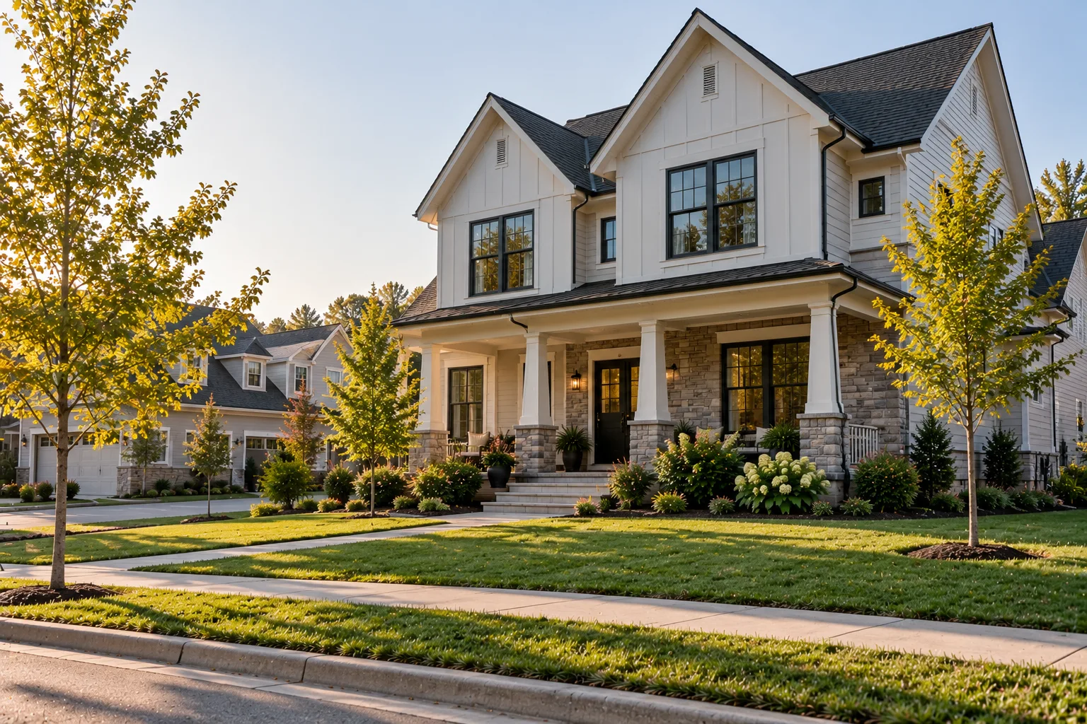 A new-construction two-story home