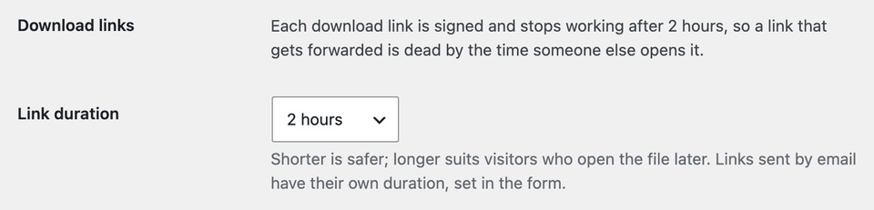The link duration setting