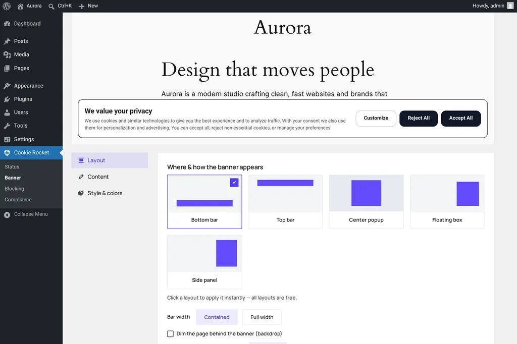 Banner layouts