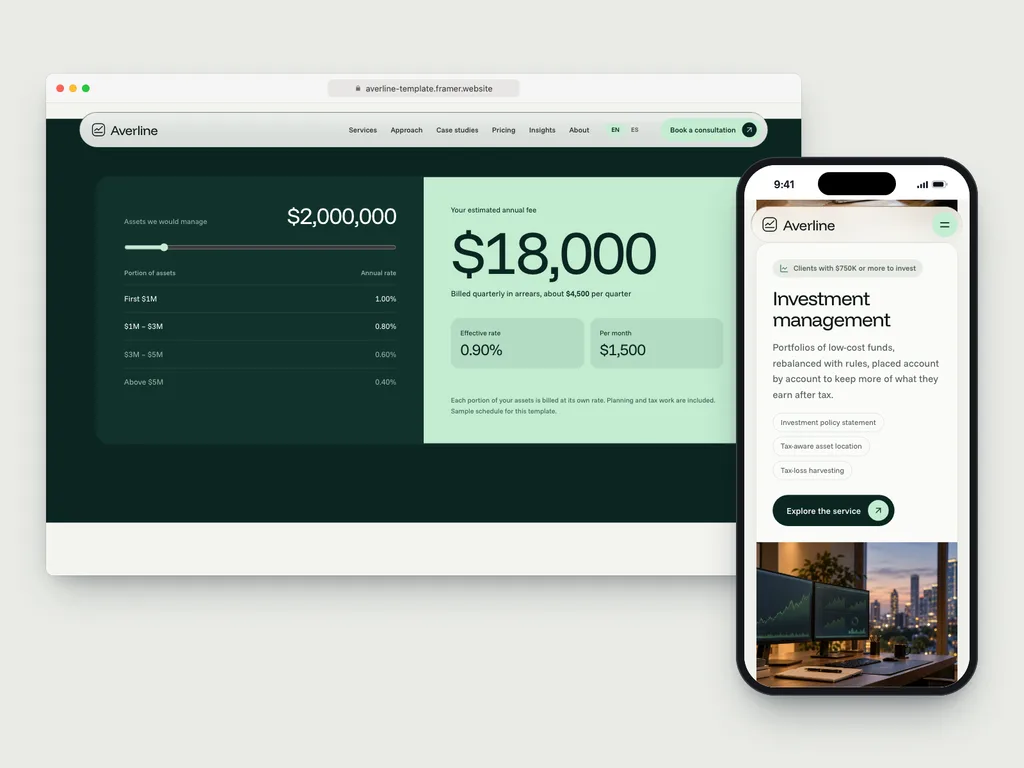 Live fee calculator