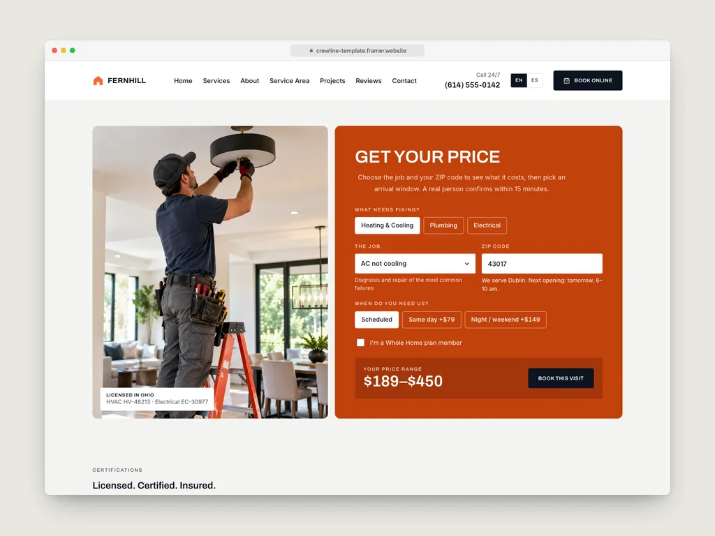 Instant price estimator